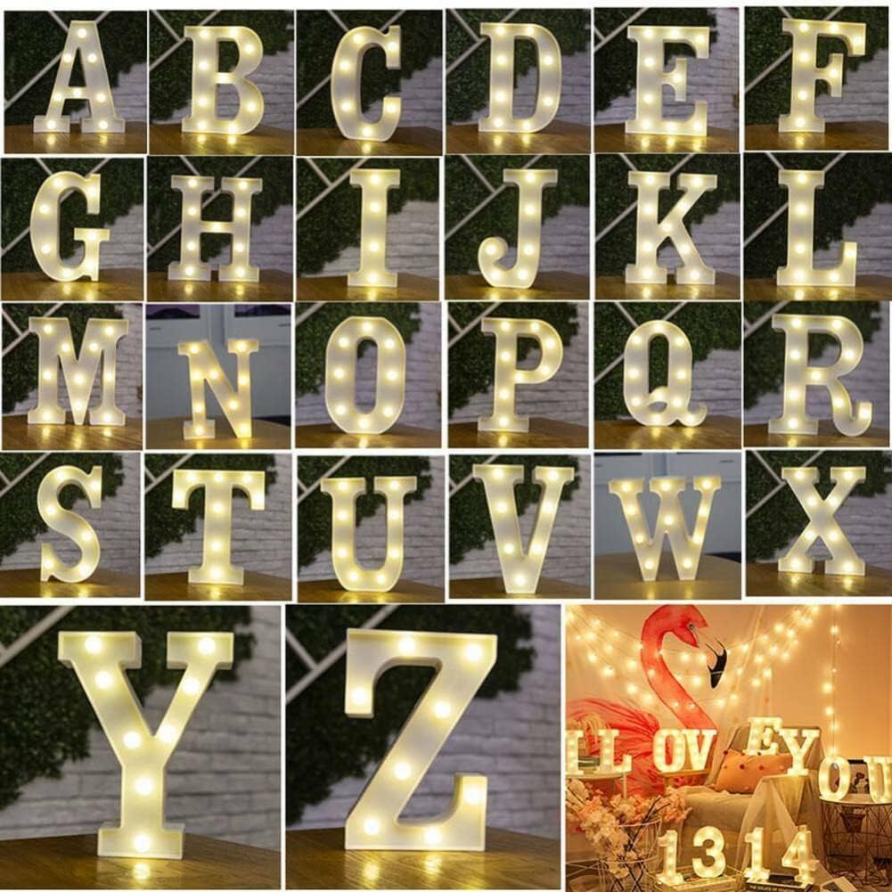 anso Alphabet LED Letters Light Up Numbers White Plastic Letters Standing Decor A to Z 0~9 (Letter A)
